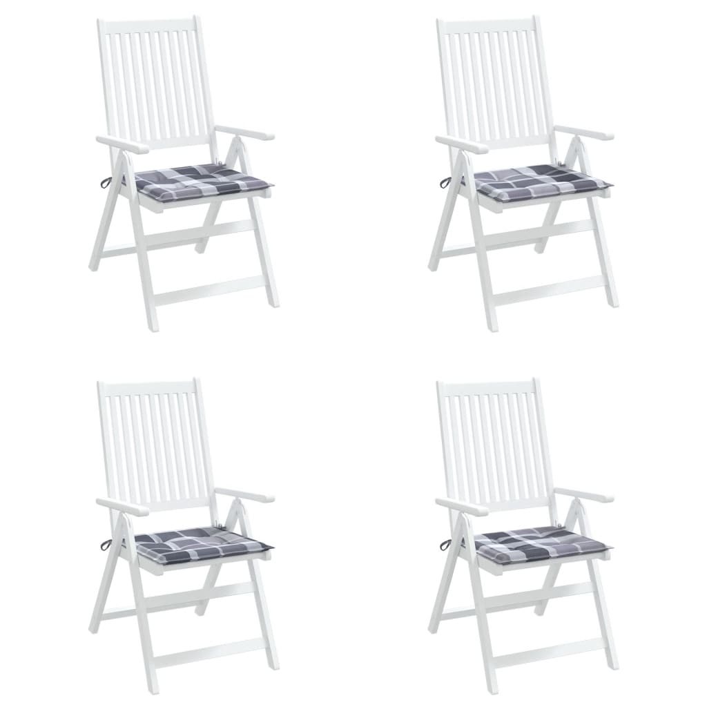 vidaXL Μαξιλάρια Καρέκλας 4τεμ Γκρι Καρό 50x50x3εκ. Ύφασμα Oxford