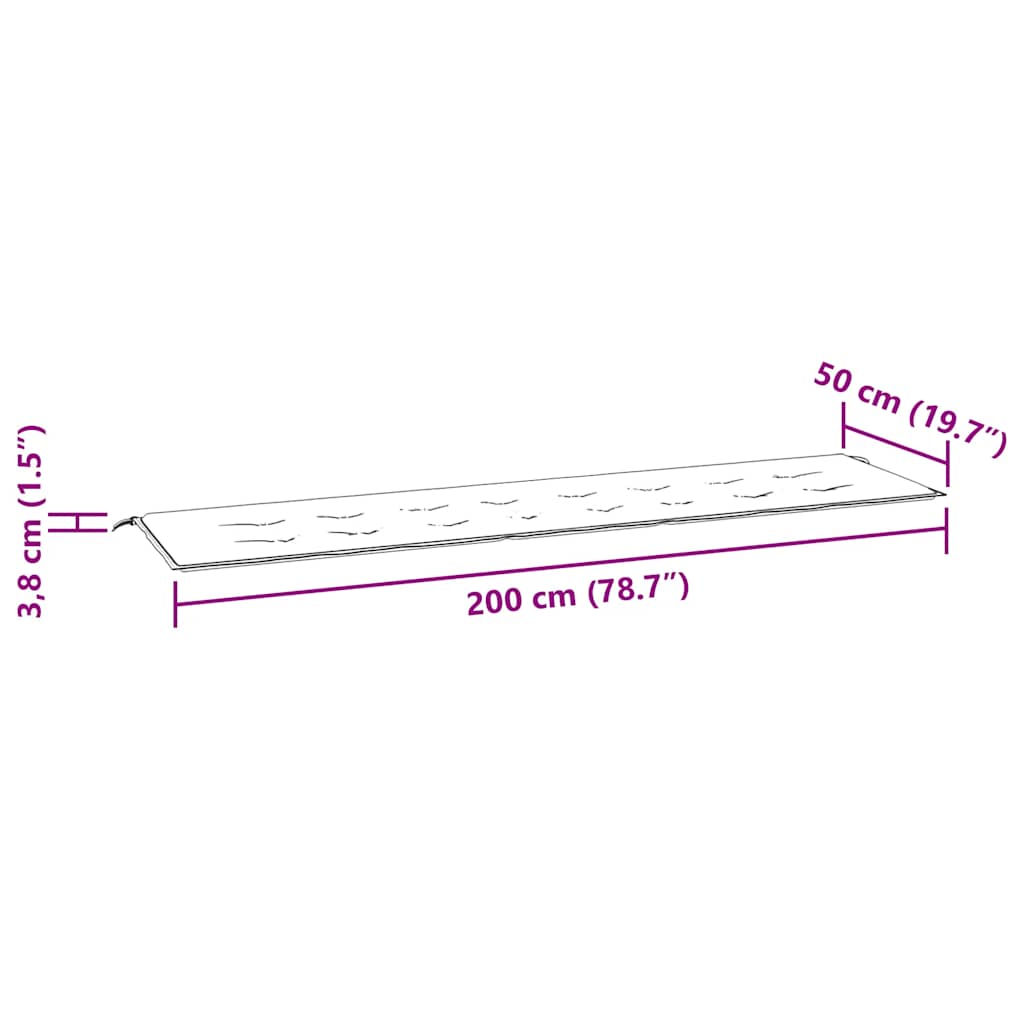 vidaXL Μαξιλάρι Πάγκου Κήπου Μπλε Ρουά 200x50x3 εκ. Ύφασμα Oxford