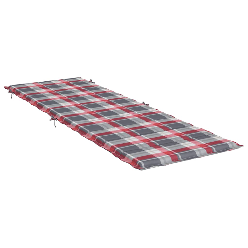 vidaXL Μαξιλάρι Ξαπλώστρας Κόκκινο Καρό 186x58x4 εκ. από Ύφασμα Oxford