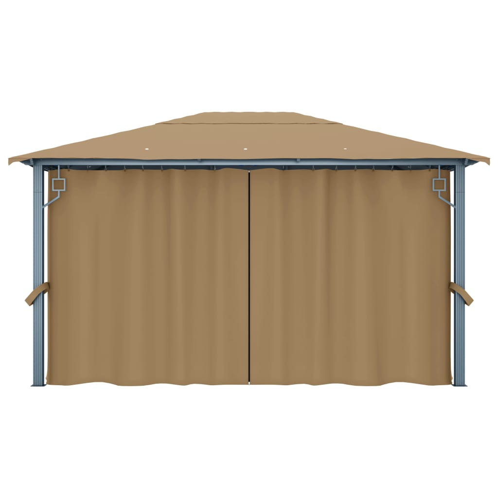 vidaXL Κιόσκι με Κουρτίνα Taupe 400 x 300 εκ. Αλουμινίου