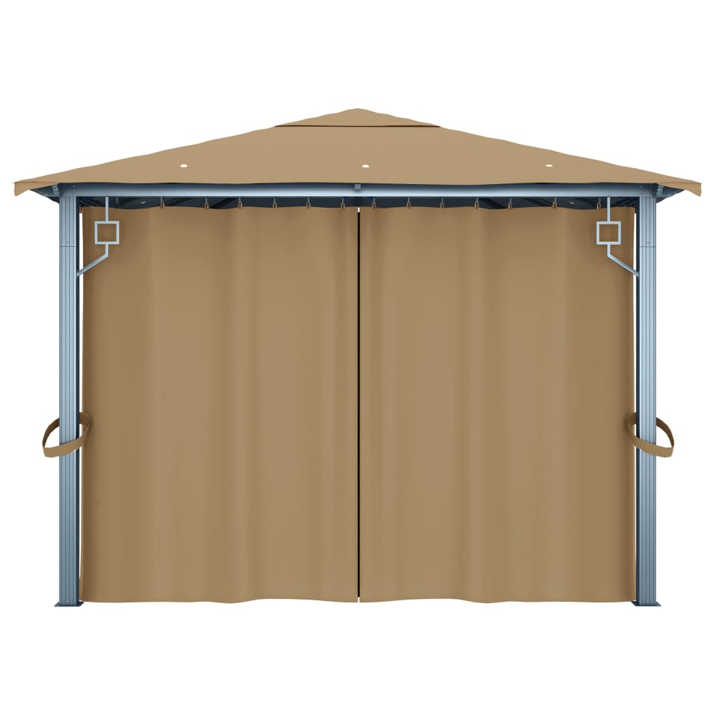 vidaXL Κιόσκι με Κουρτίνα Taupe 400 x 300 εκ. Αλουμινίου