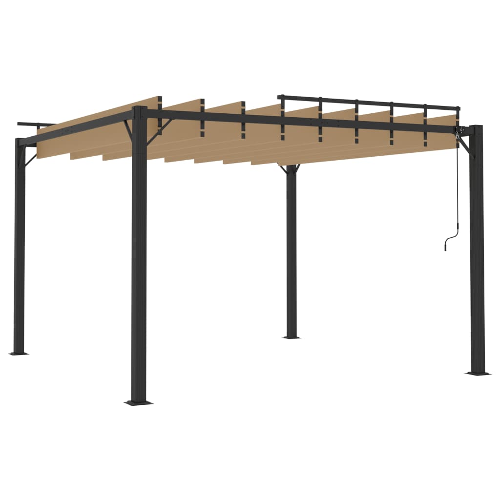 vidaXL Κιόσκι με Ανοιγόμενη Οροφή Taupe 3 x 3 μ. Ύφασμα και Αλουμίνιο