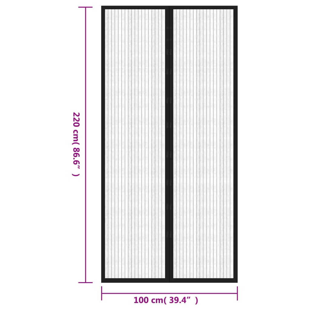 vidaXL Σίτα Πόρτας 2 Τεμαχίων Μαύρη 220 x 100 εκ. με Μαγνήτες