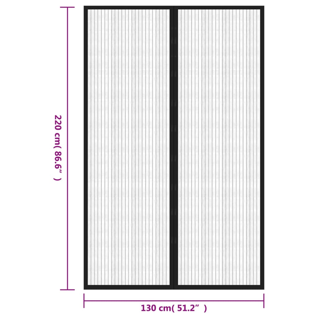 vidaXL Σίτα Πόρτας 2 Τεμαχίων Μαύρη 220 x 130 εκ. με Μαγνήτες