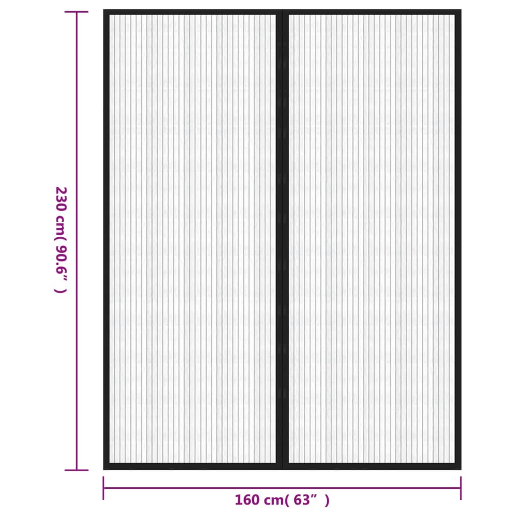 vidaXL Σίτα Πόρτας 2 Τεμαχίων Μαύρη 230 x 160 εκ. με Μαγνήτες