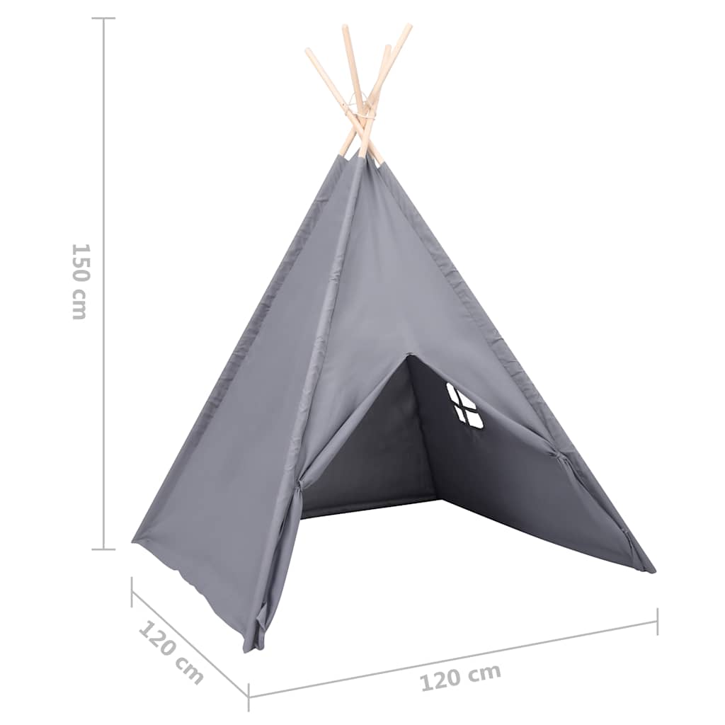 vidaXL Σκηνή Teepee Παιδική Γκρι 120x120x150 εκ. Peach Skin με Σάκο