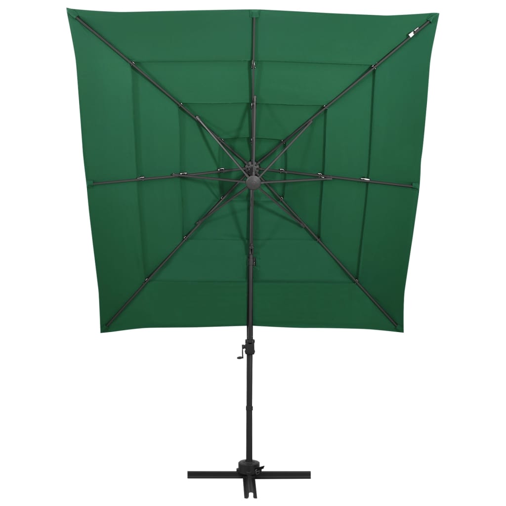 vidaXL Ομπρέλα Κήπου 4 Επιπέδων Πράσινη 250x250εκ με Ιστό Αλουμινίου