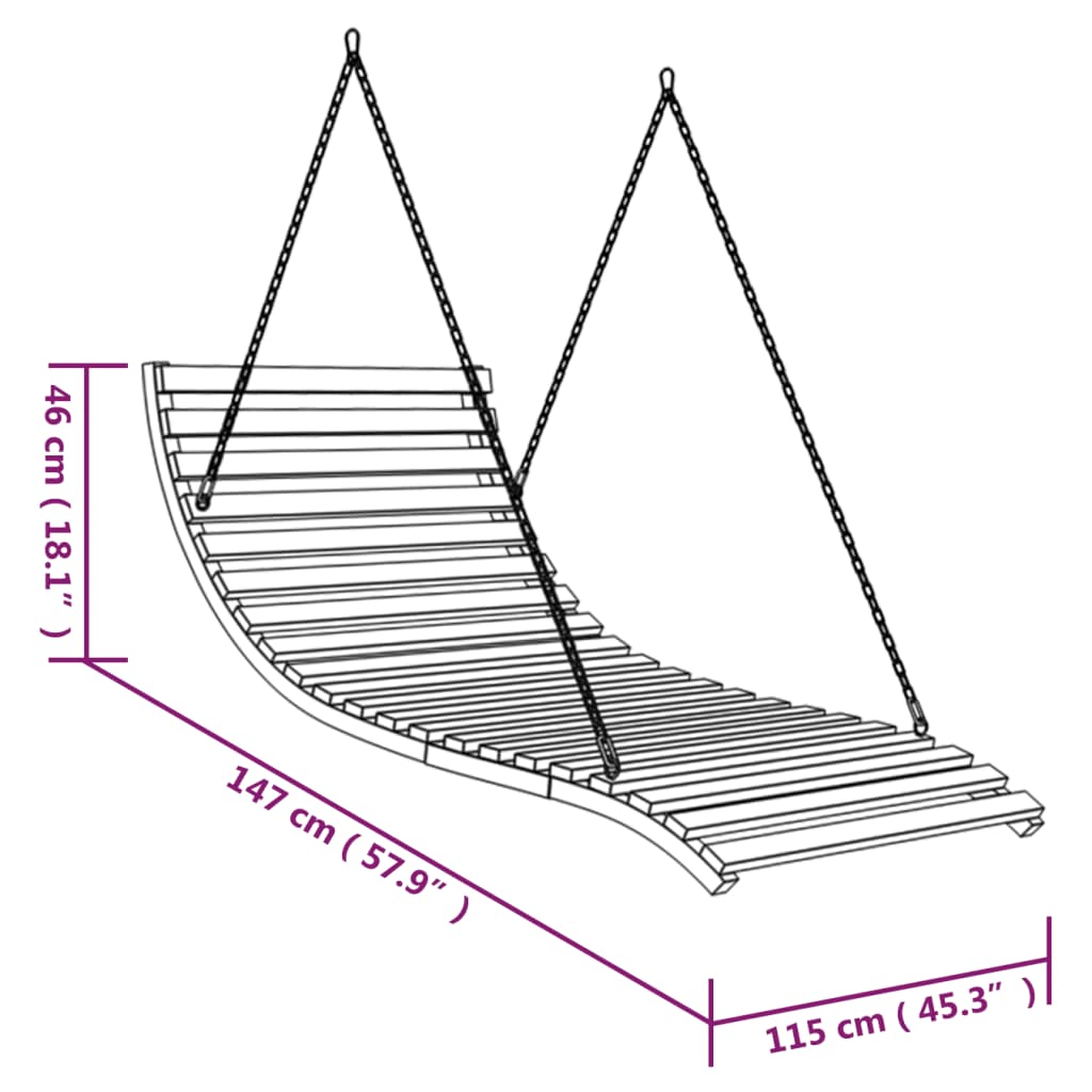 vidaXL Κούνια 115x147x46 εκ. από Μασίφ Λυγισμένο Ξύλο Φινίρισμα Teak