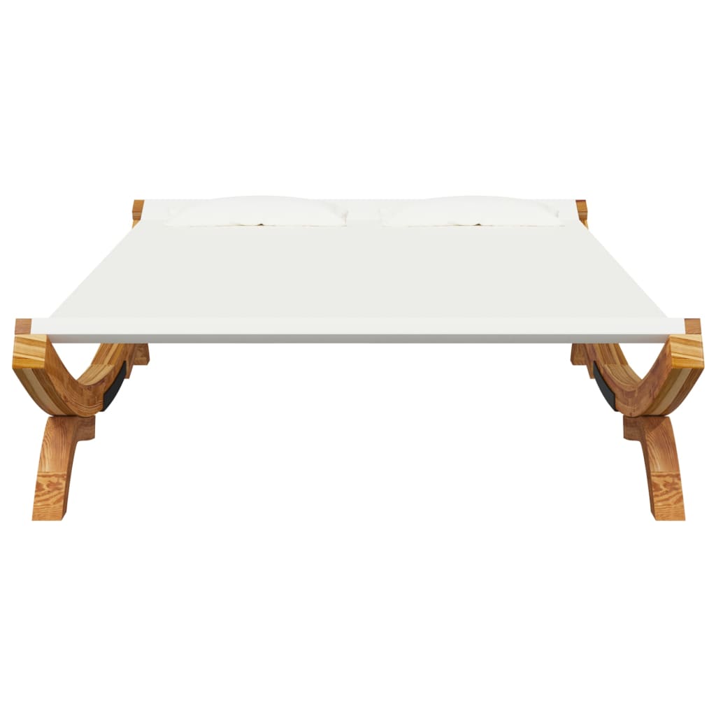 vidaXL Ξαπλώστρα Εξ. Χώρου Κρεμ 165x188,5x46 εκ. Μασίφ Λυγισμένο Ξύλο