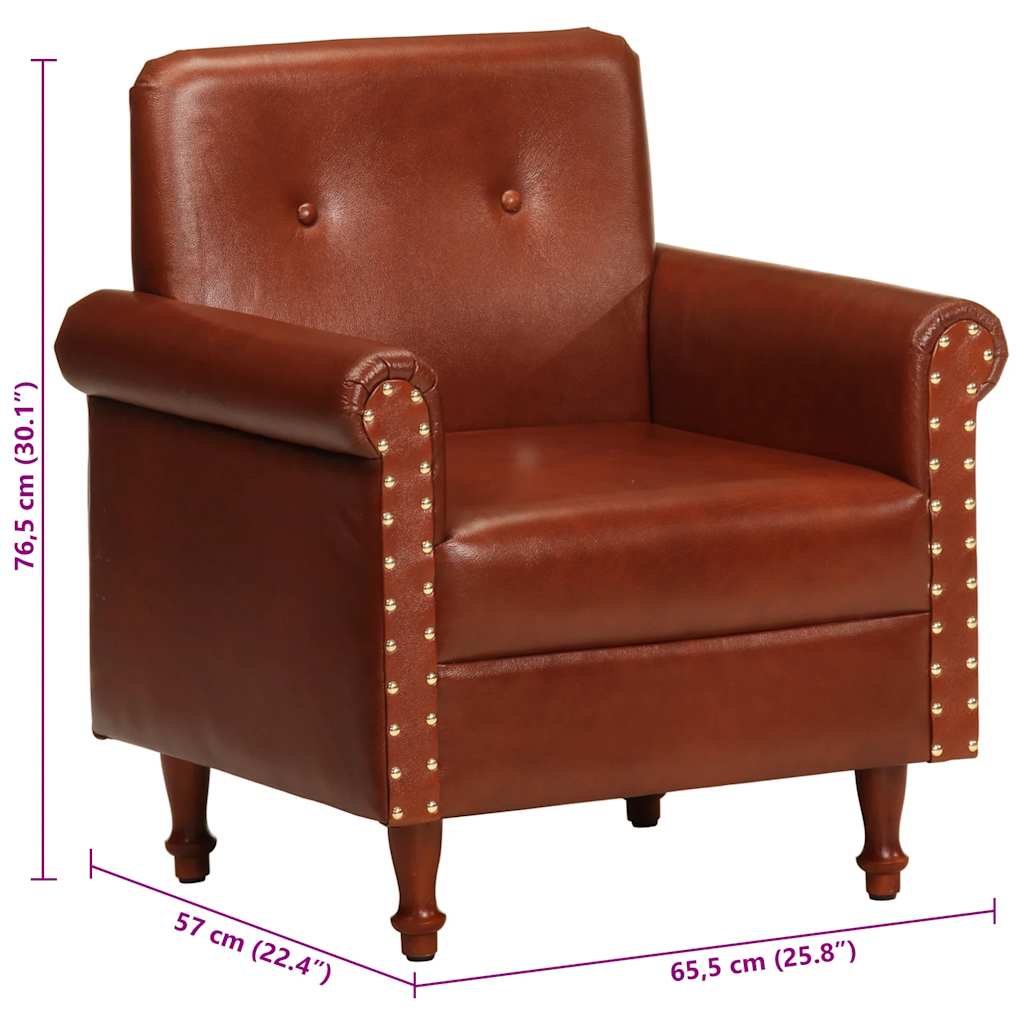 vidaXL Πολυθρόνα Μπάρελ Καφέ από Γνήσιο Δέρμα