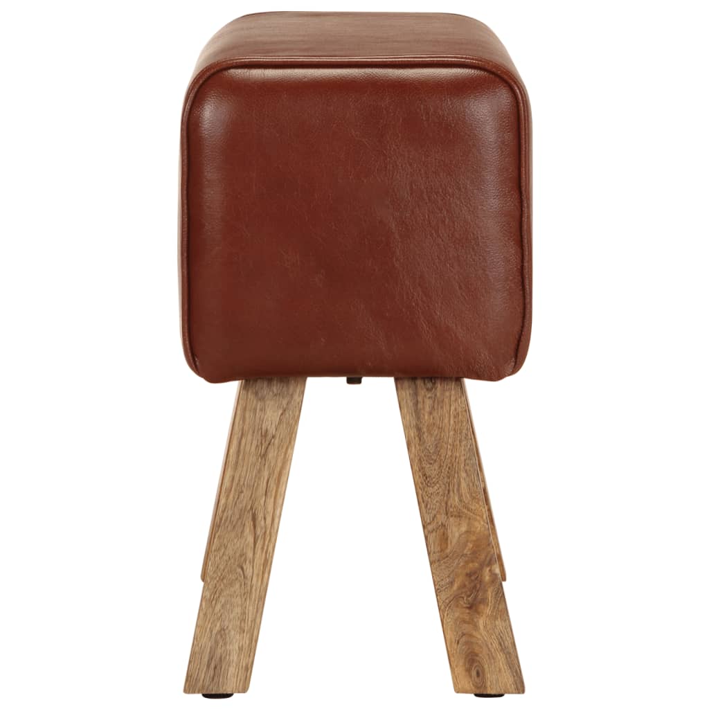 vidaXL Πάγκος Γυμναστικής Bok Καφέ 58 εκ. Γνήσιο Δέρμα & Ξύλο Μάνγκο