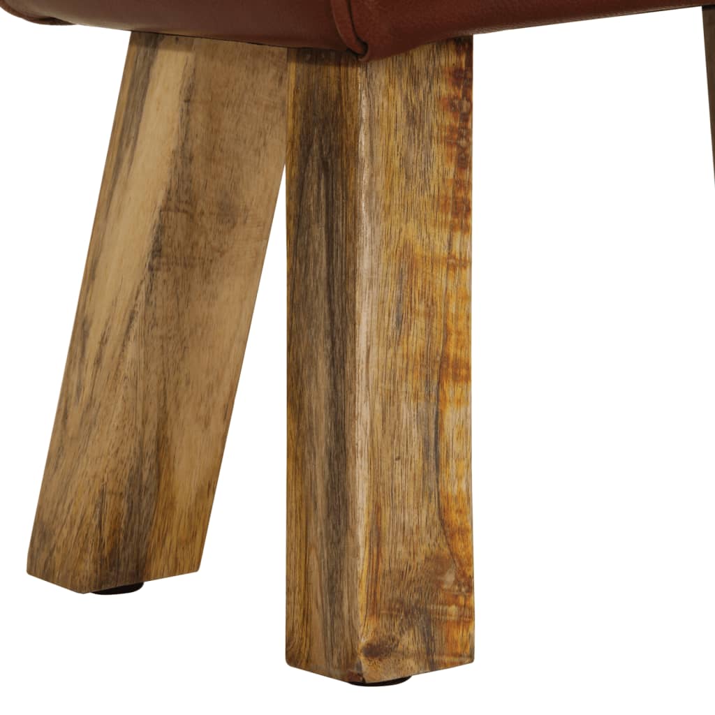 vidaXL Πάγκος Γυμναστικής Bok Καφέ 38 εκ. Γνήσιο Δέρμα & Ξύλο Μάνγκο