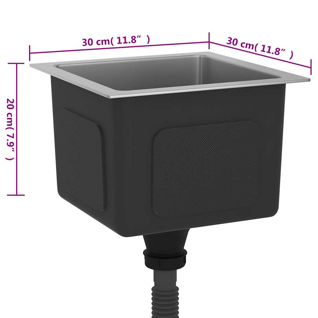 vidaXL Νεροχύτης Κουζίνας Χειροποίητος από Ανοξείδωτο Ατσάλι