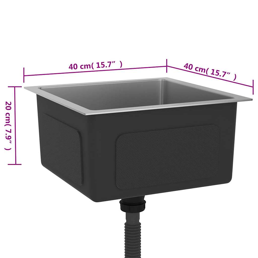 vidaXL Νεροχύτης Κουζίνας Χειροποίητος από Ανοξείδωτο Ατσάλι