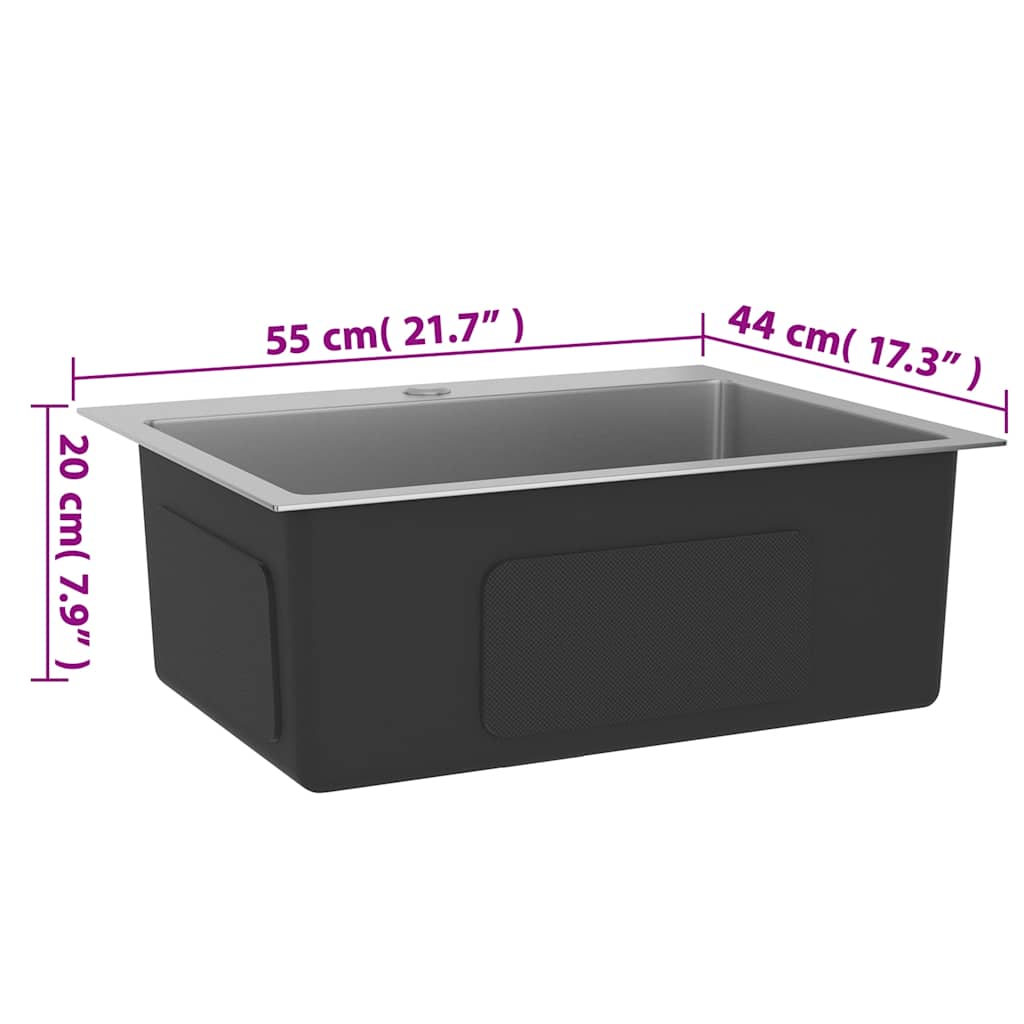 vidaXL Νεροχύτης Κουζίνας Χειροποίητος από Ανοξείδωτο Ατσάλι