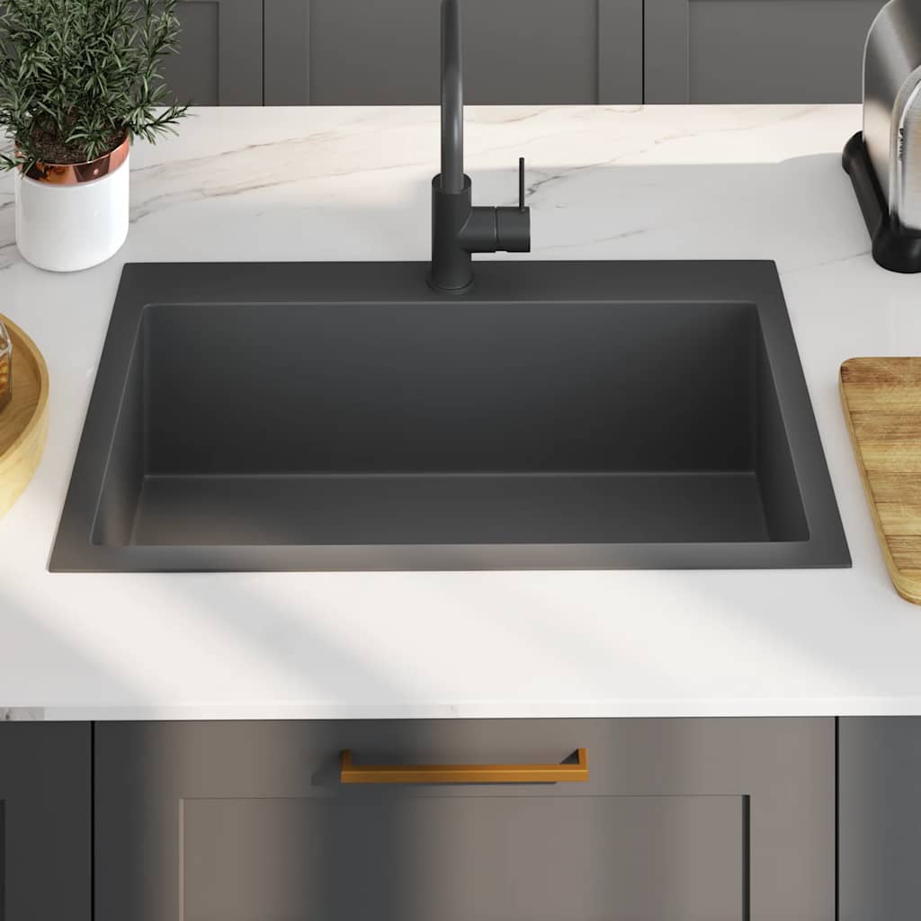 vidaXL Νεροχύτης Κουζίνας Χειροποίητος Μαύρος από Ανοξείδωτο Ατσάλι