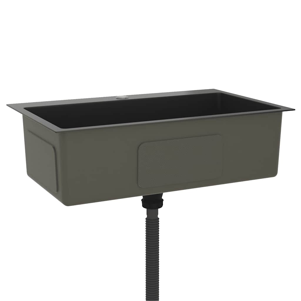 vidaXL Νεροχύτης Κουζίνας Χειροποίητος Μαύρος από Ανοξείδωτο Ατσάλι