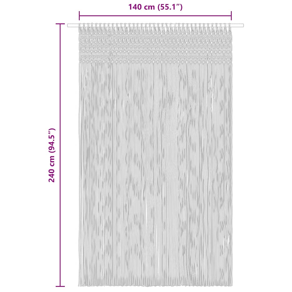 vidaXL Κουρτίνα Μακραμέ Μπλε 140 x 240 εκ. Βαμβακερή