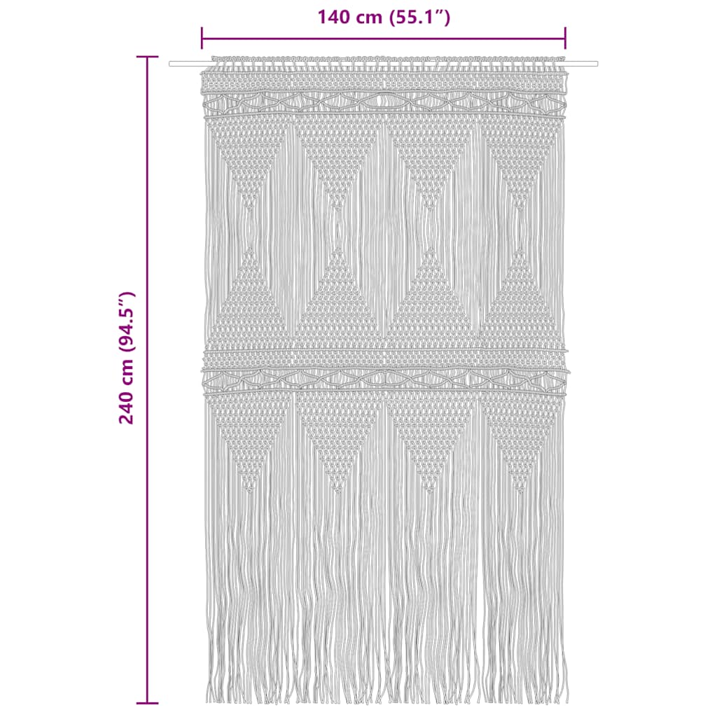 vidaXL Κουρτίνα Μακραμέ Μπλε 140 x 240 εκ. Βαμβακερή