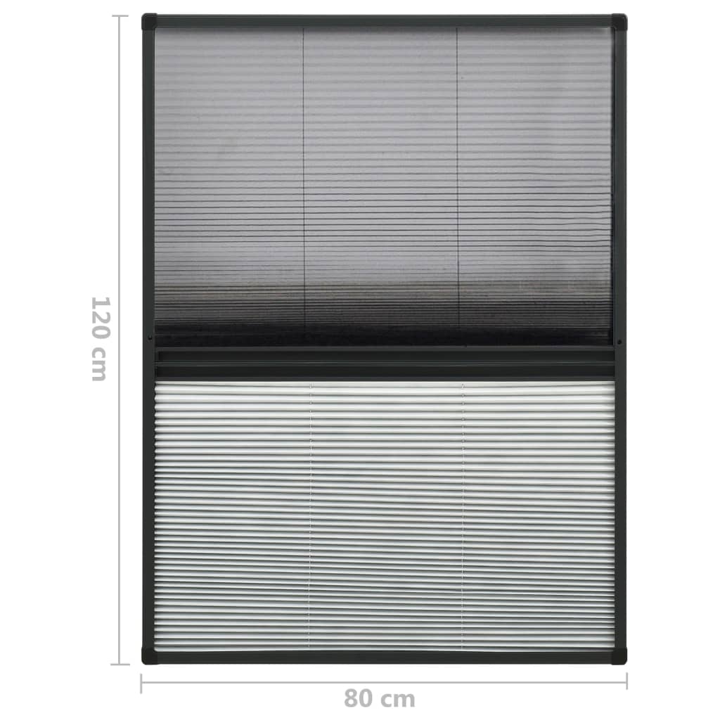 vidaXL Σήτα Παραθύρου Πλισέ με Σκίαστρο 80 x 120 εκ. Αλουμινίου