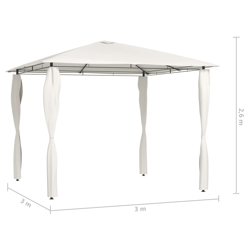 vidaXL Κιόσκι με Καλύμματα Στύλων Κρεμ 3 x 3 x 2,6 μ. 160 γρ./μ²