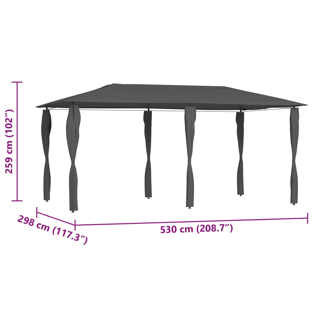vidaXL Κιόσκι με Καλύμματα Στύλων Ανθρακί 2,98x5,3x2,59 μ. 160 γρ./μ²
