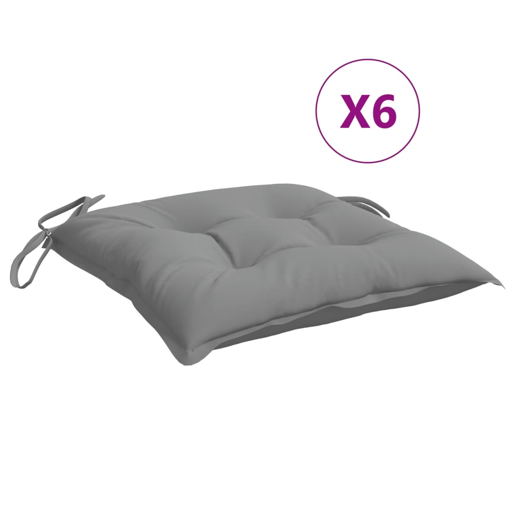 vidaXL Μαξιλάρια Καρέκλας Κήπου 6 τεμ. Γκρι 40x40x7 εκ. Υφασμάτινα