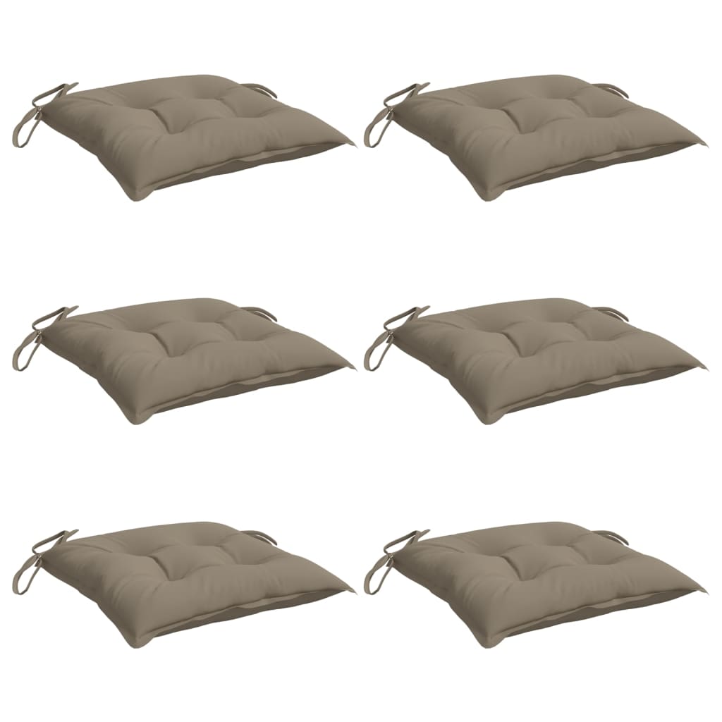 vidaXL Μαξιλάρια Καρέκλας Κήπου 6 τεμ. Taupe 40x40x7 εκ. Υφασμάτινα