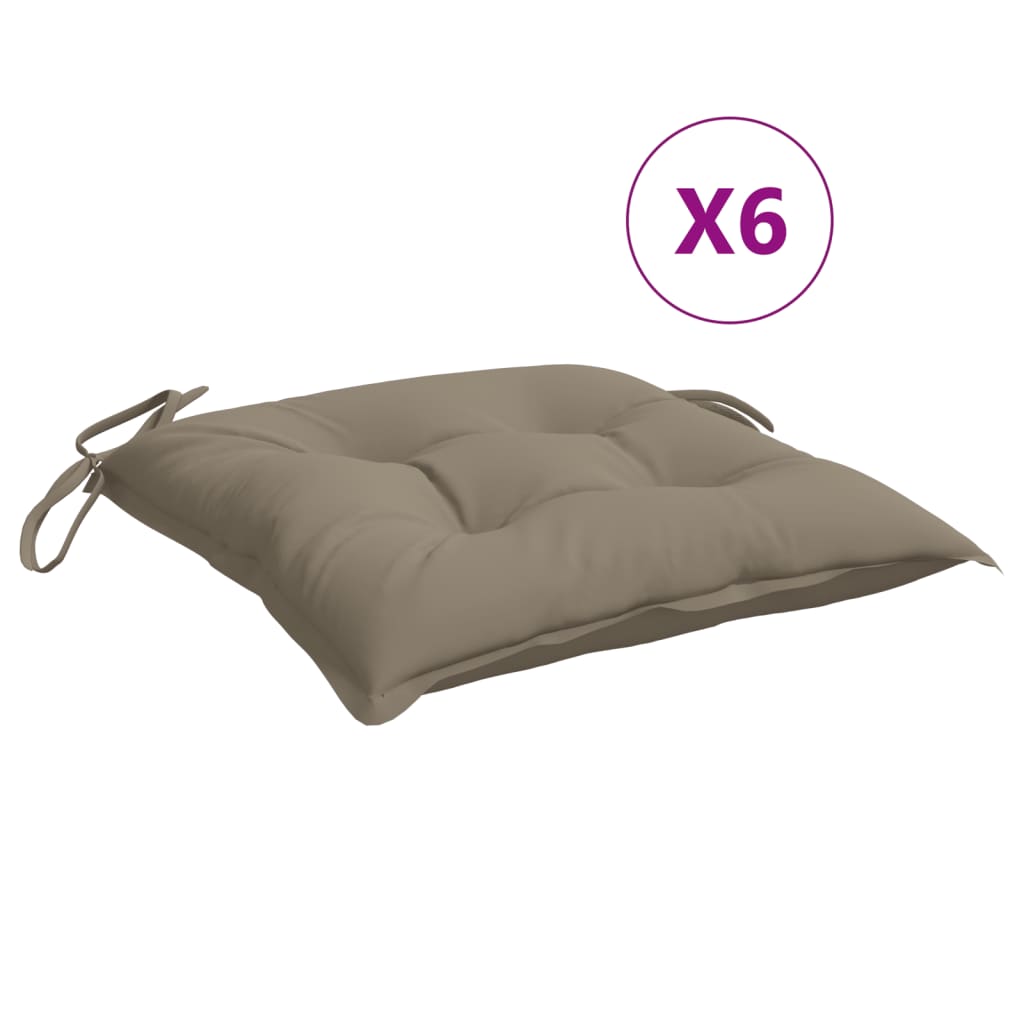 vidaXL Μαξιλάρια Καρέκλας Κήπου 6 τεμ. Taupe 50x50x7 εκ. Oxford Ύφασμα