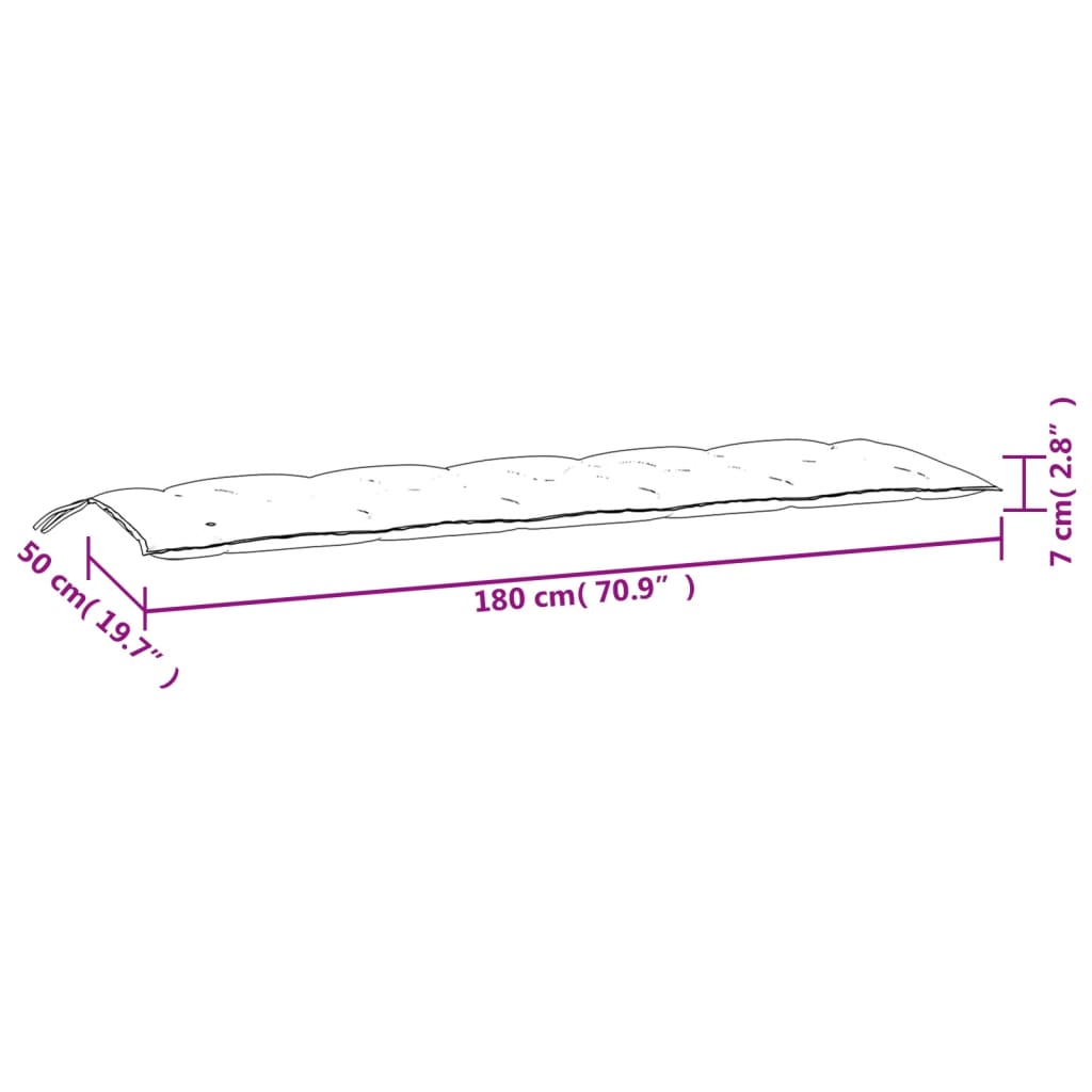 vidaXL Μαξιλάρι Πάγκου Κήπου Ανθρακί 180x50x7 εκ. Ύφασμα Oxford