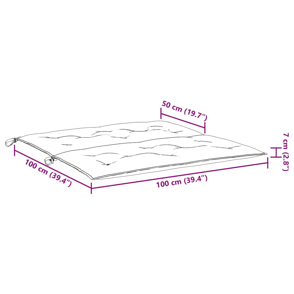 vidaXL Μαξιλάρι Πάγκου Κήπου Γκρι 100x(50+50)x7 εκ. Ύφασμα Oxford
