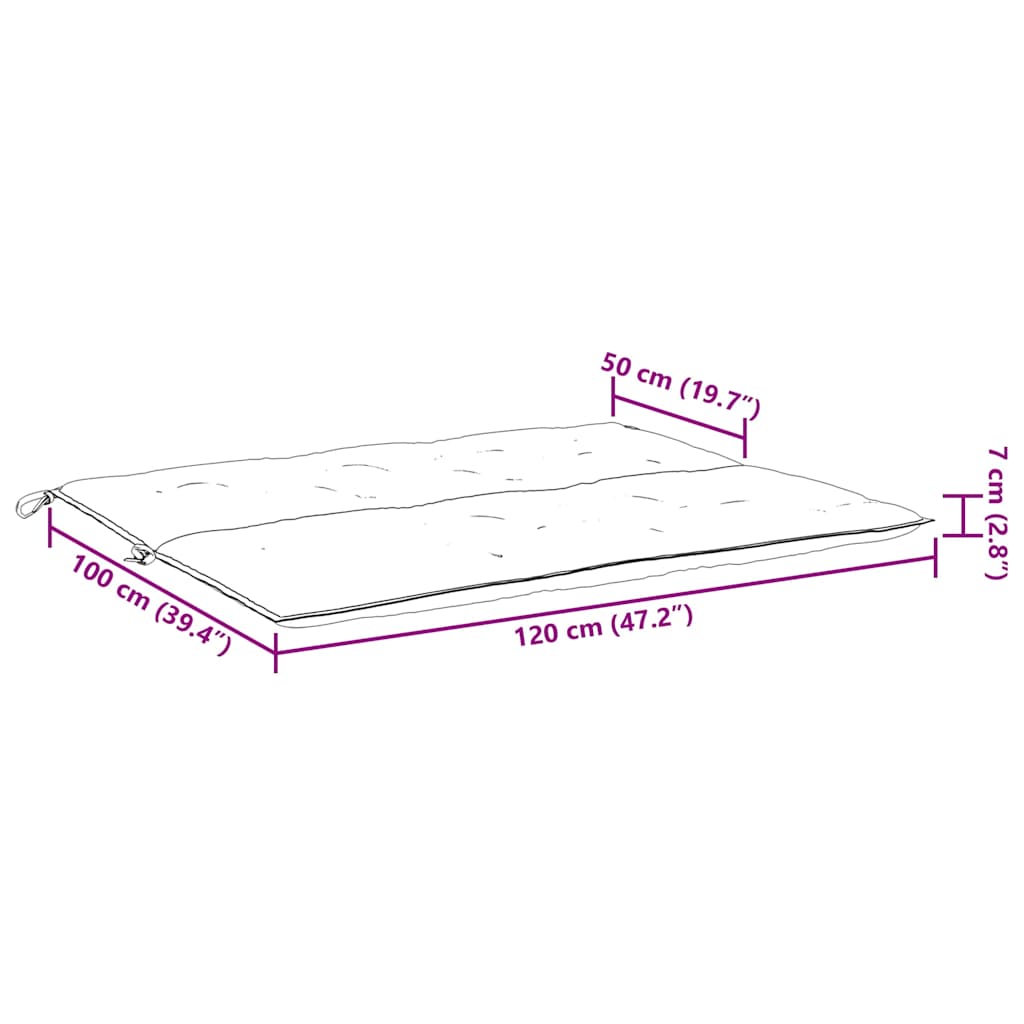 vidaXL Μαξιλάρι Πάγκου Κήπου Μπλε 120x(50+50)x7 εκ. Ύφασμα Oxford