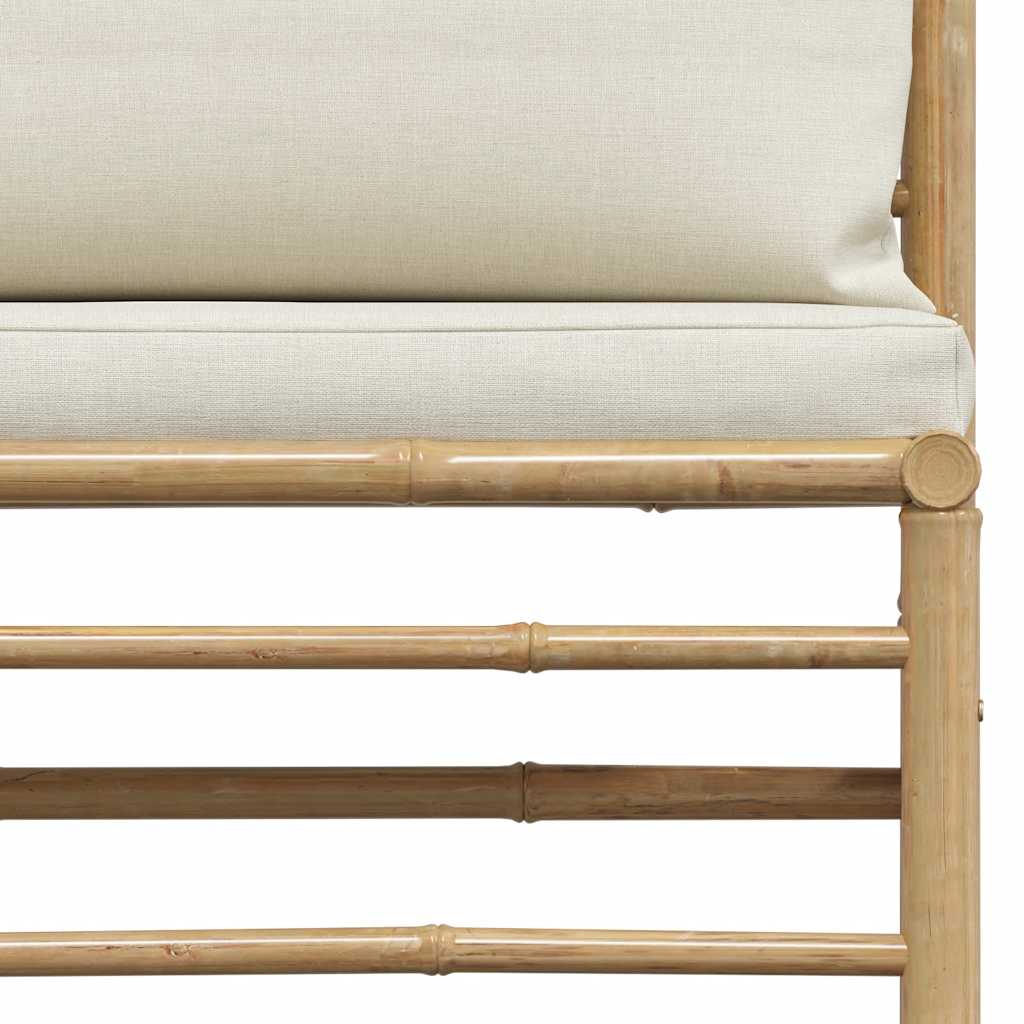 vidaXL Σαλόνι Κήπου 2 Τεμαχίων από Μπαμπού με Λευκά Κρεμ Μαξιλάρια