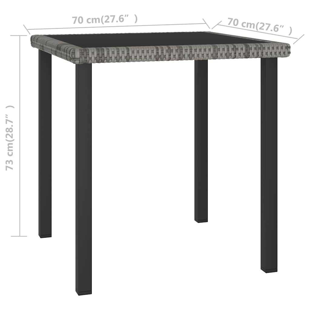 vidaXL Τραπεζαρία Κήπου Γκρι 70 x 70 x 73 εκ. από Συνθετικό Ρατάν