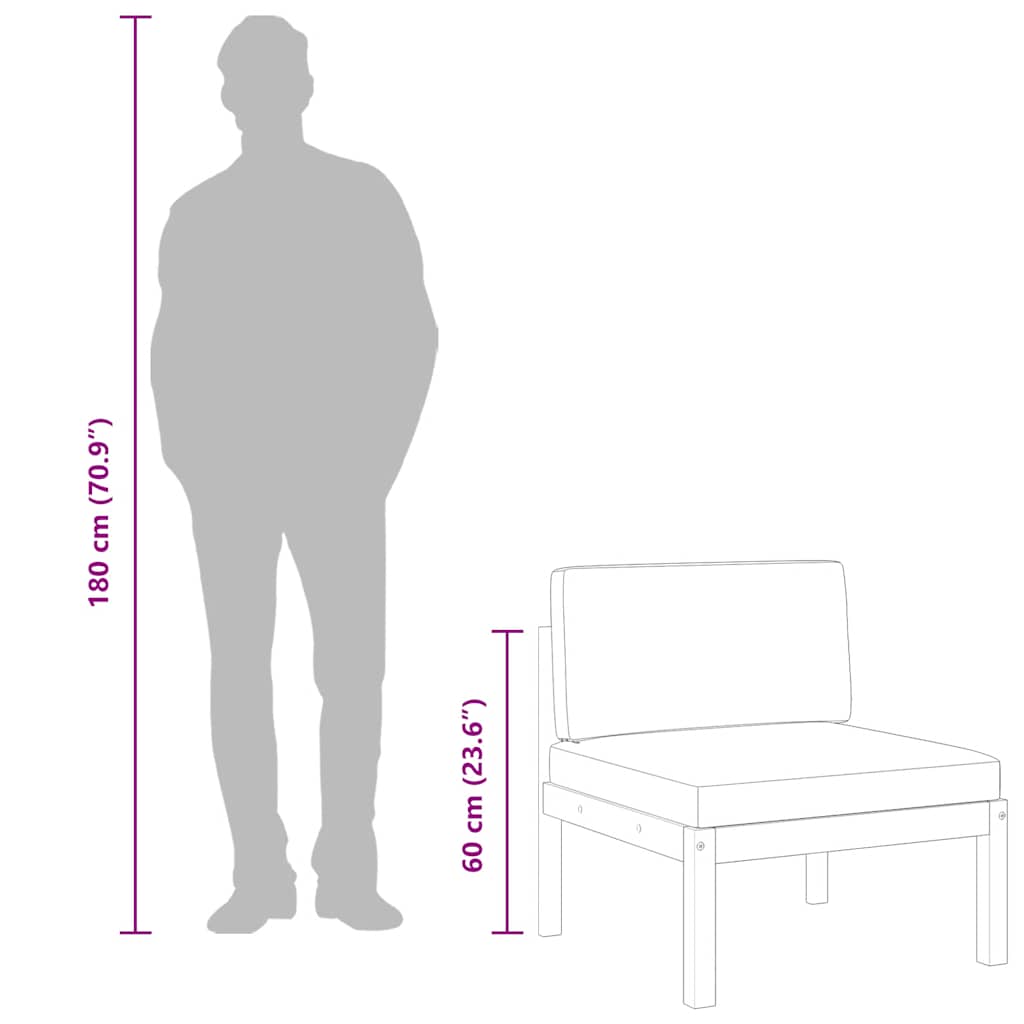 vidaXL Καναπές Κήπου Μεσαίος από Μασίφ Ξύλο Ακακίας με Μαξιλάρια