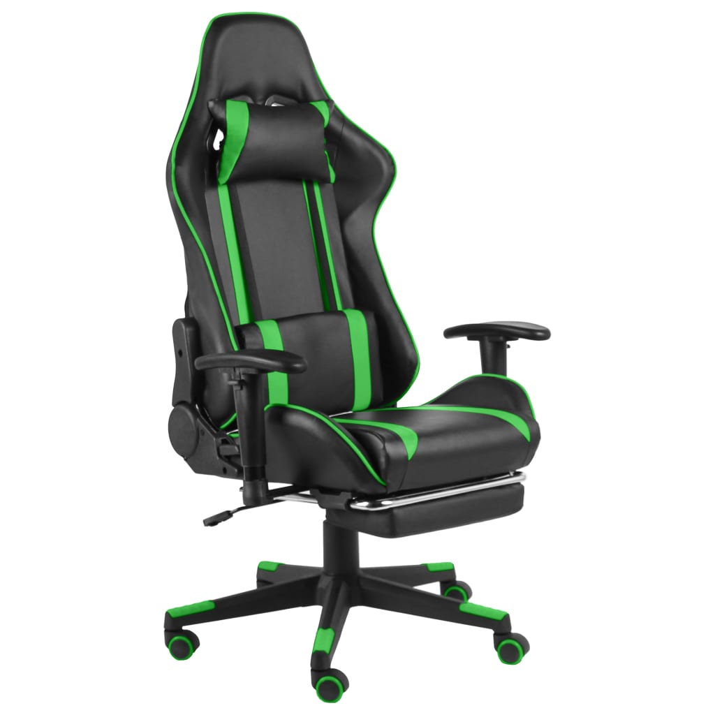 vidaXL Καρέκλα Gaming Περιστρεφόμενη με Υποπόδιο Πράσινη PVC