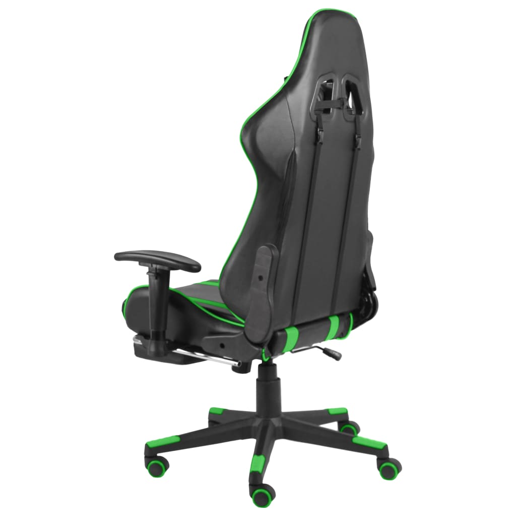 vidaXL Καρέκλα Gaming Περιστρεφόμενη με Υποπόδιο Πράσινη PVC