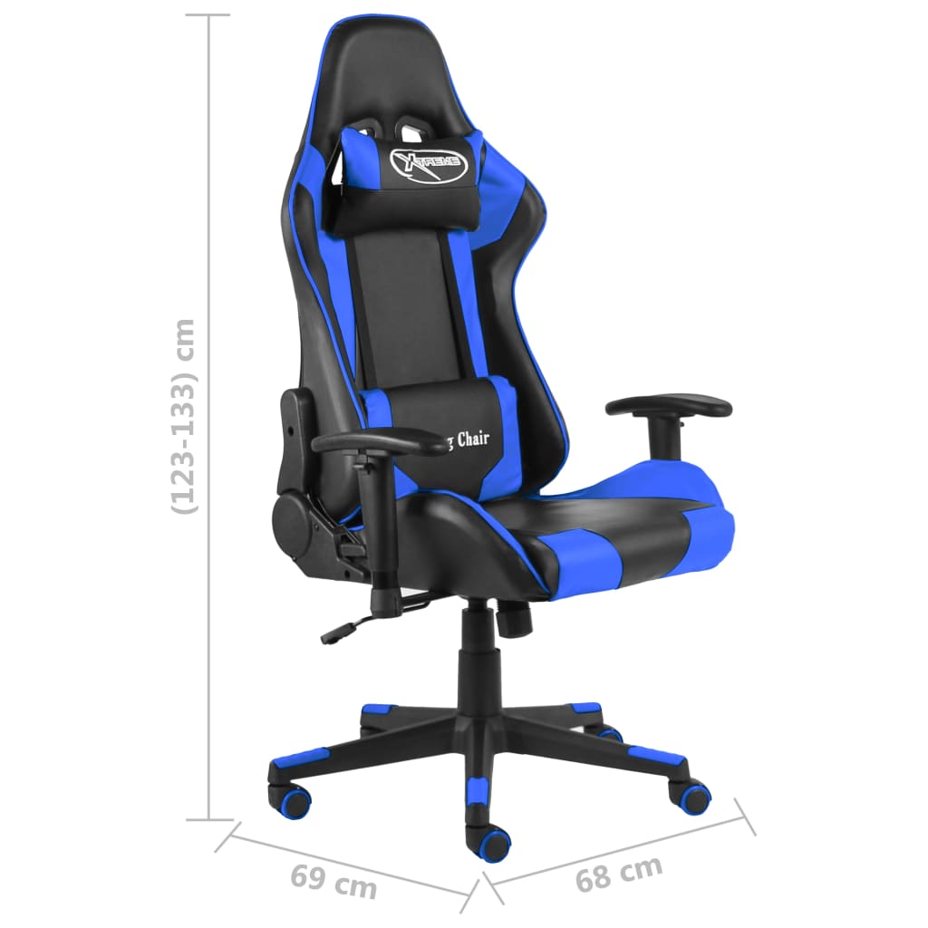 vidaXL Καρέκλα Gaming Περιστρεφόμενη Μπλε PVC