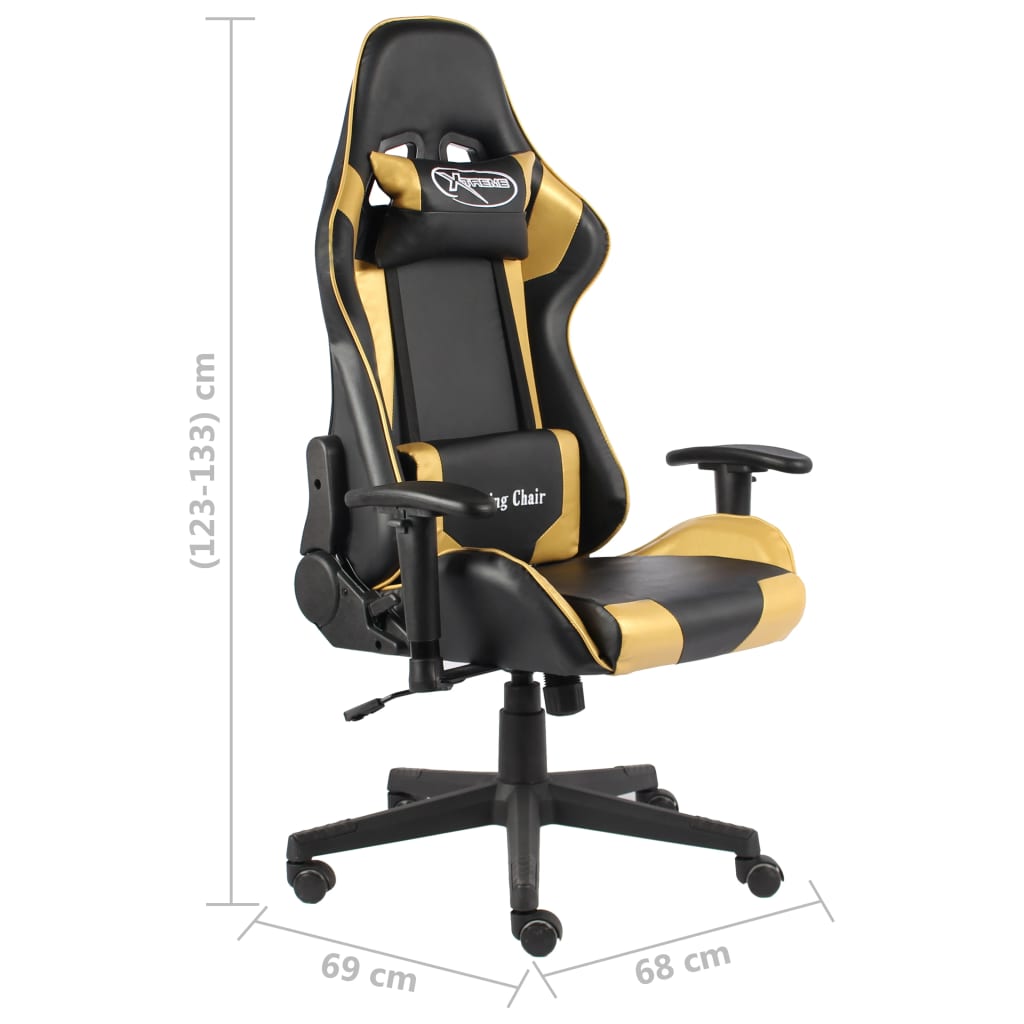 vidaXL Καρέκλα Gaming Περιστρεφόμενη Χρυσή PVC