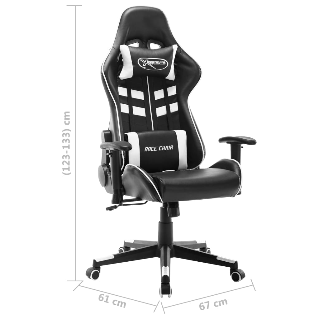 vidaXL Καρέκλα Gaming Ασπρόμαυρη από Συνθετικό Δέρμα