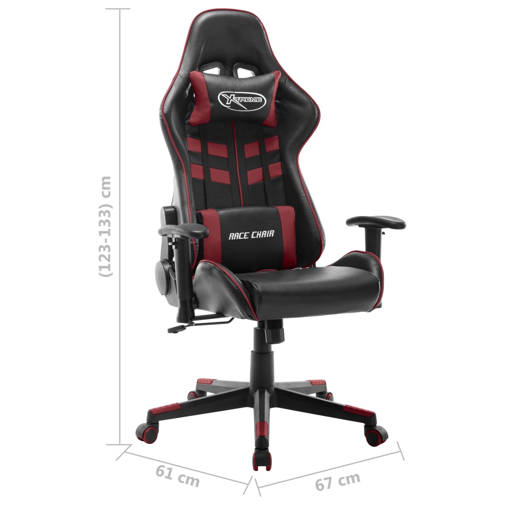 vidaXL Καρέκλα Gaming Μαύρο / Μπορντό από Συνθετικό Δέρμα