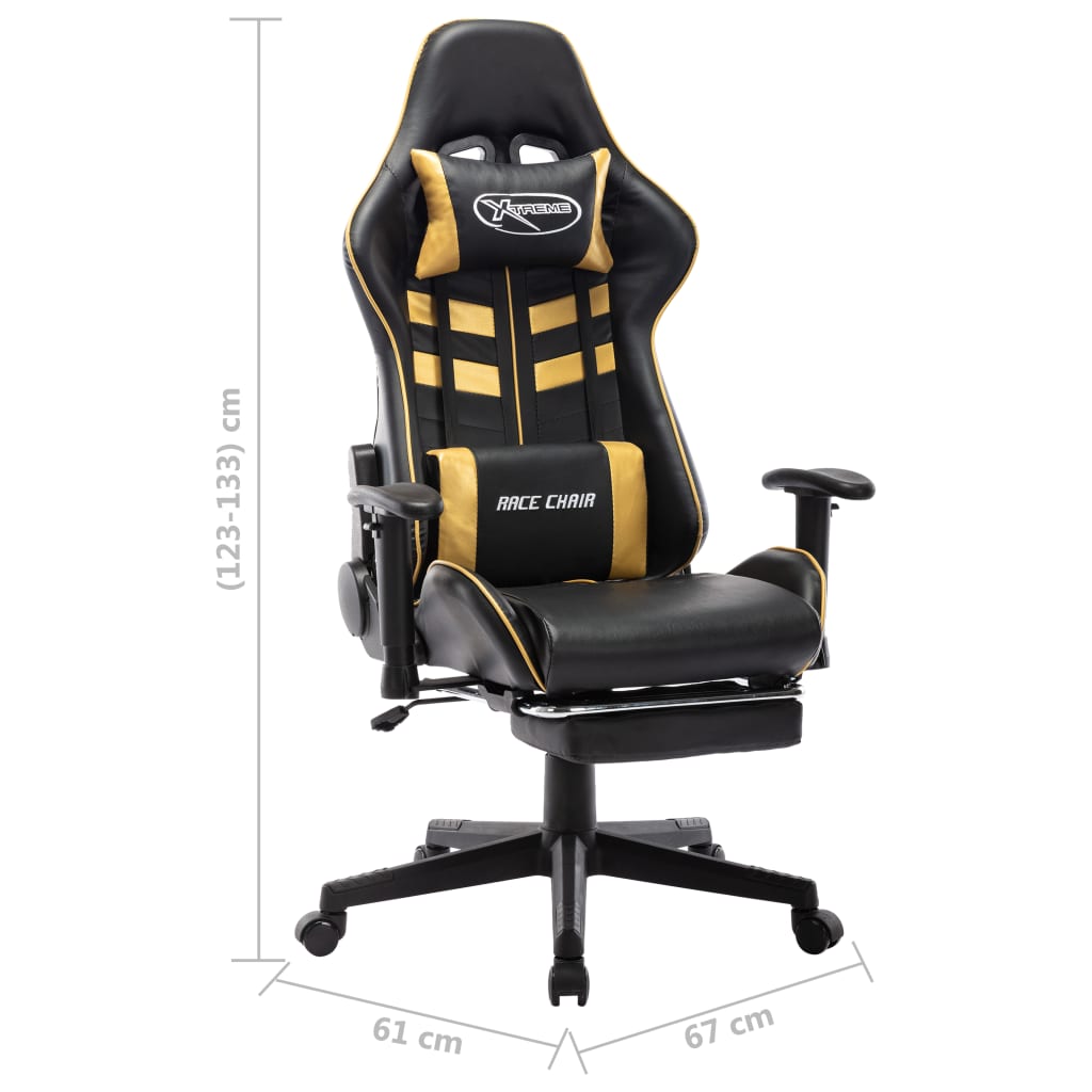vidaXL Καρέκλα Gaming με Υποπόδιο Μαύρο/Χρυσός από Συνθετικό Δέρμα