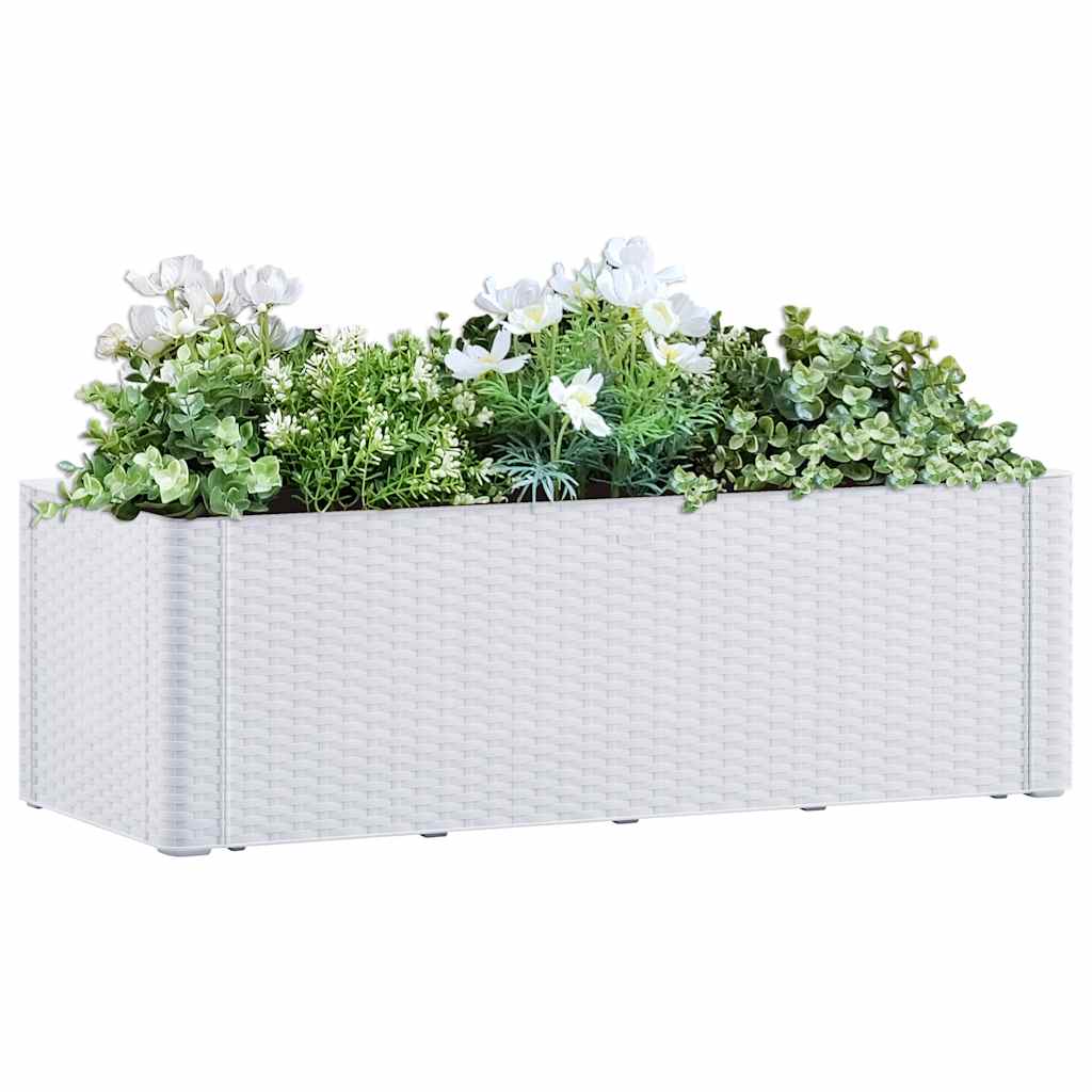 vidaXL Ζαρντινιέρα Κήπου Λευκή 100x43x33 εκ. με Αυτόματο Πότισμα