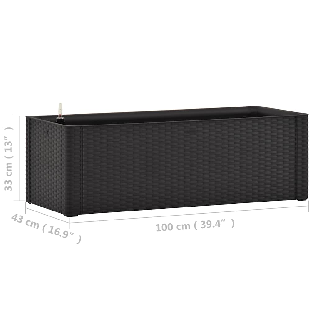 vidaXL Ζαρντινιέρα Κήπου Ανθρακί 100x43x33 εκ. με Αυτόματο Πότισμα