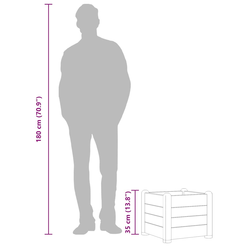 vidaXL Ζαρντινιέρα Υπερυψωμένη Ανθρακί 43 x 43 x 35 εκ. Πολυπροπυλένιο