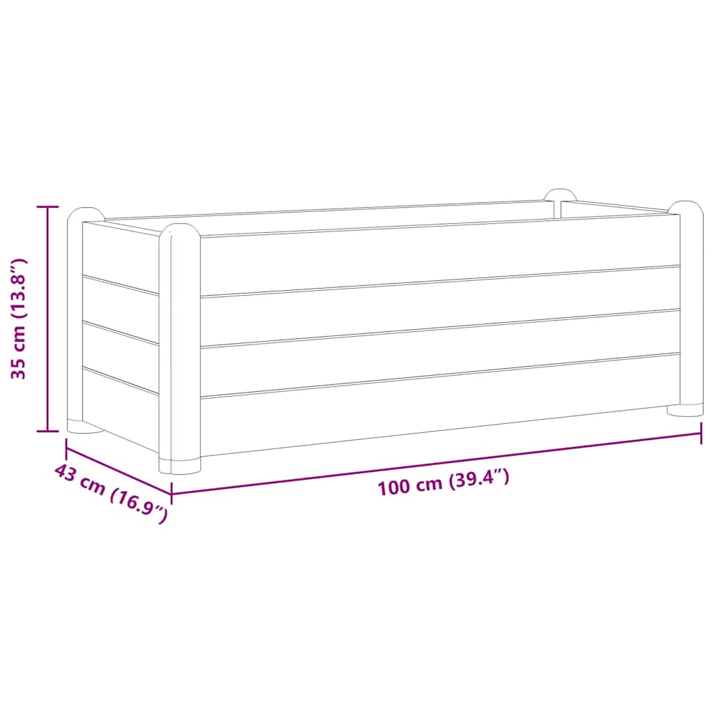 vidaXL Ζαρντινιέρα Υπερυψωμένη Λευκή 100 x 43 x 35 εκ. Πολυπροπυλένιο