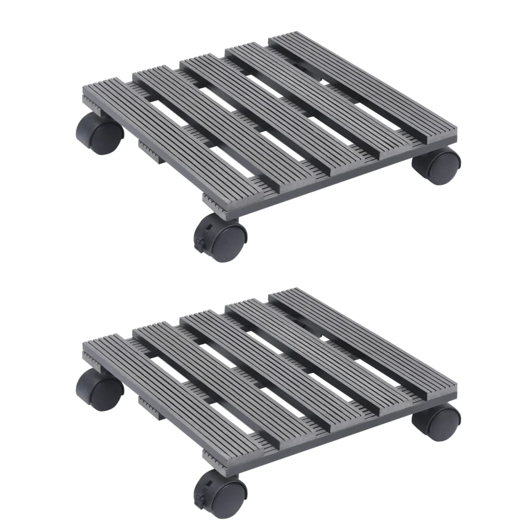 vidaXL Βάσεις για Γλάστρες με Ρόδες 2 τεμ. Γκρι 30x30x7,5 εκ. από WPC