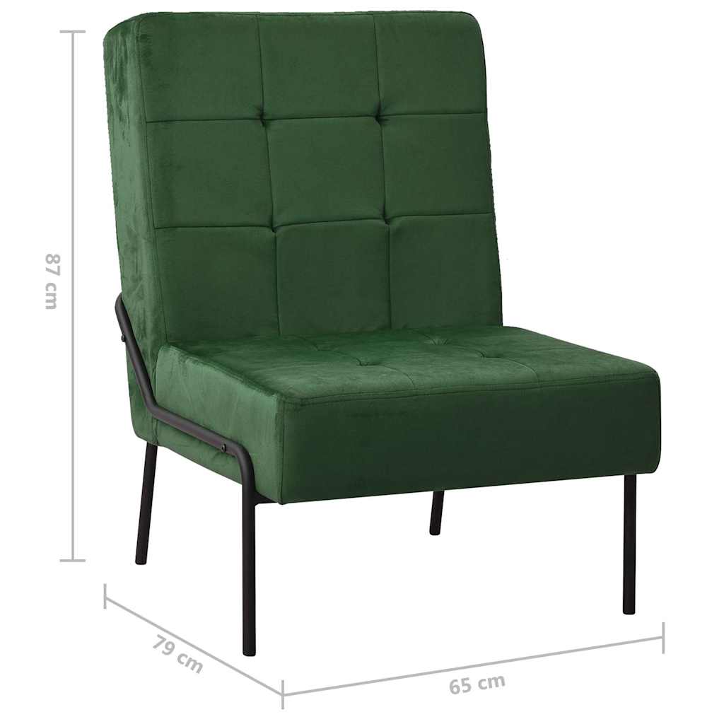 vidaXL Καρέκλα Χαλάρωσης 65 x 79 x 87 Σκούρο Πράσινο Βελούδινη