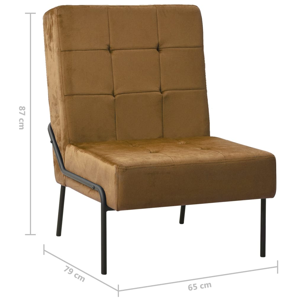 vidaXL Καρέκλα Χαλάρωσης 65 x 79 x 87 Καφέ Βελούδινη