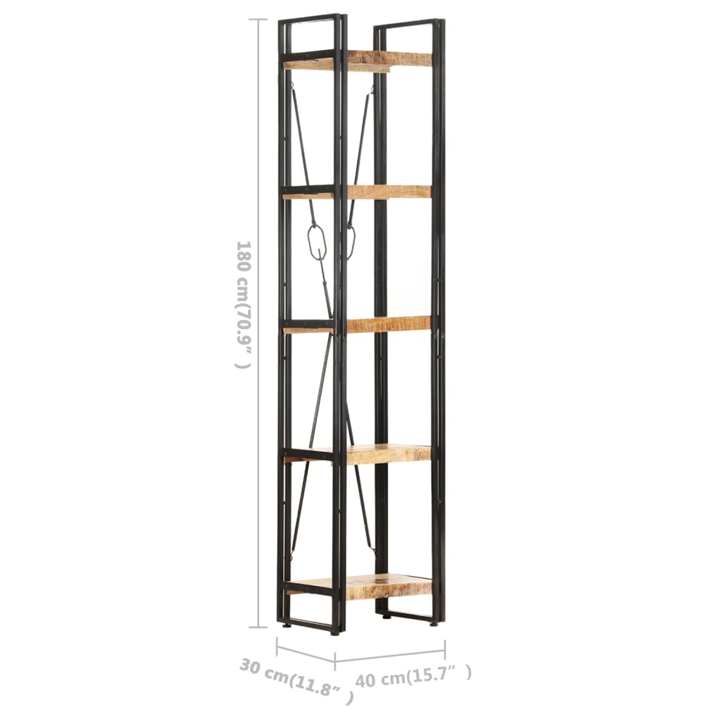 vidaXL Βιβλιοθήκη με 5 Επίπεδα 40 x 30 x 180 εκ. από Μασίφ Ξύλο Μάνγκο